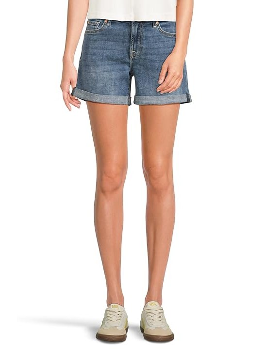 7 For All Mankind Mid Roll Shorts Womens Shorts Broken Twill Vanity