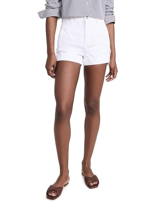 7 For All Mankind Tailored Slouch Shorts in Brilliant White Womens Shorts Brilliant White