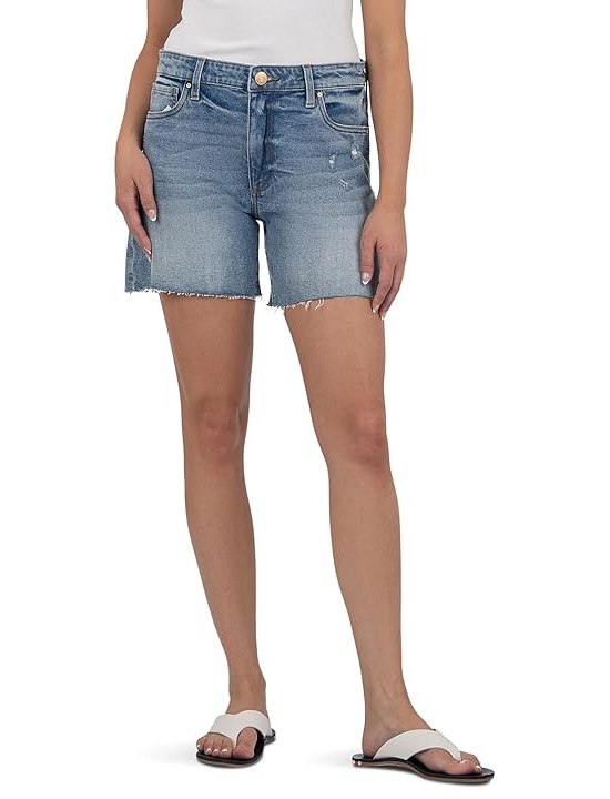 KUT from the Kloth Hailey High-Rise Shorts with Raw Hem Womens Shorts Focus