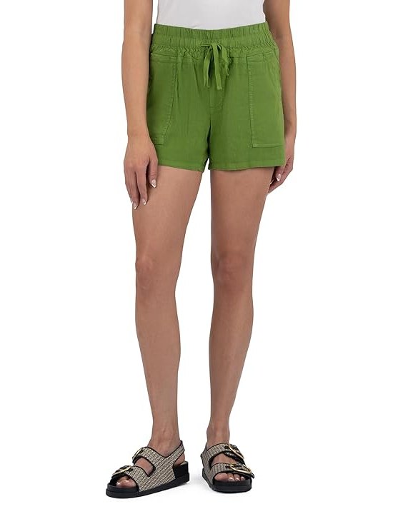 KUT from the Kloth Katana-Drawstring Shorts with Porkchop Pockets Womens Jumpsuit & Rompers One Piece Wheatgrass