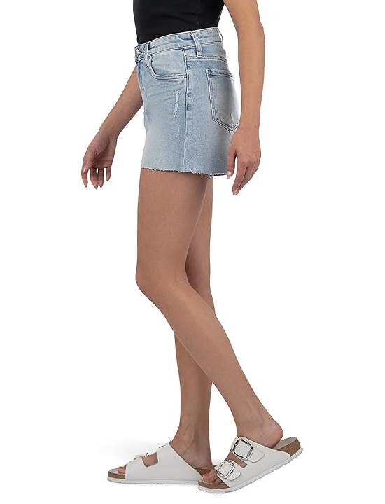 KUT from the Kloth Jane High-Rise Long Shorts With Raw Hem Womens Jumpsuit & Rompers One Piece Deep Vintage Base Wash