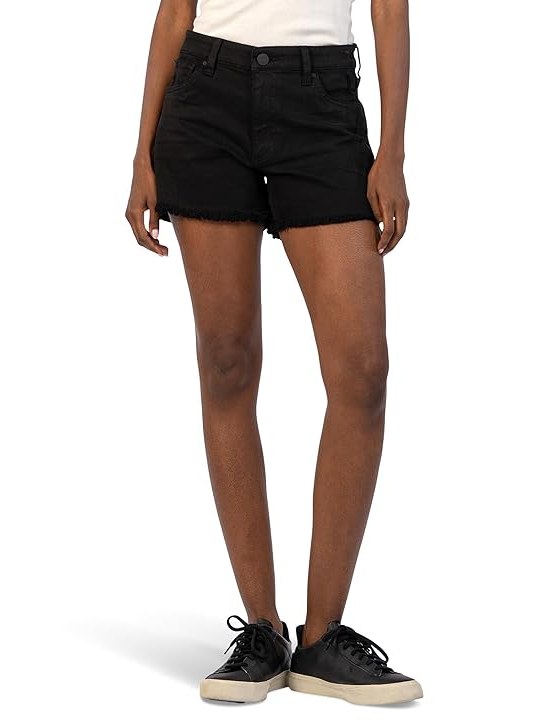 KUT from the Kloth Jane High-Rise Long Shorts Fray Hem Womens Shorts Black JM