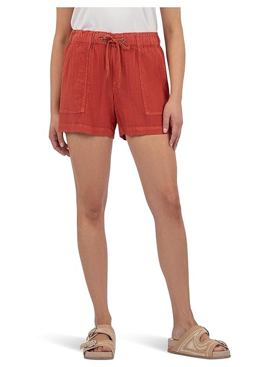 KUT from the Kloth Katana High-rise Shorts Drawstring With Porkchop Pockets Womens Shorts Clay