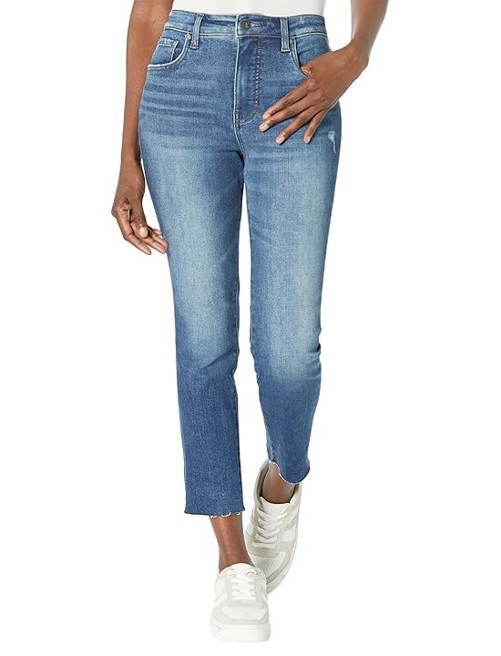 KUT from the Kloth Reese High-Rise Fab AB Ankle Straight Raw Hem in Relieve Womens Jeans Relieve