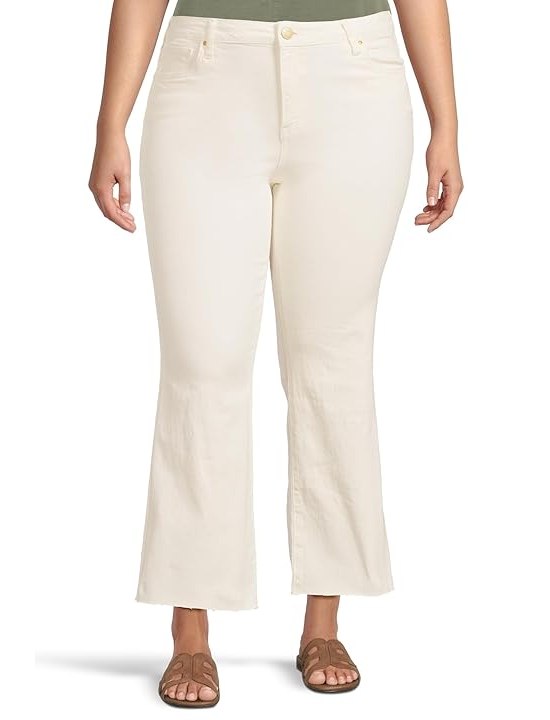 KUT from the Kloth Kelsey High-Rise Ankle Flare With Raw Hem In Ecru Womens Jeans Ecru