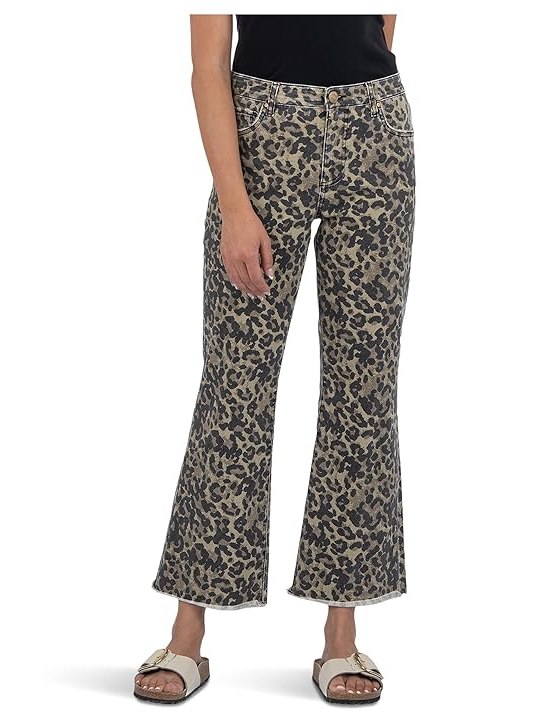 KUT from the Kloth Kelsey High Rise Ankle Flare With Raw Hem Womens Jeans Sage