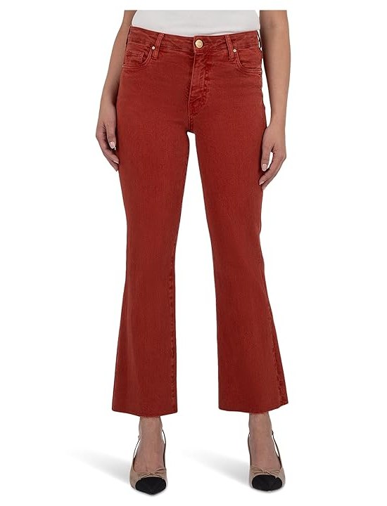 KUT from the Kloth Kelsey High-Rise Ankle Flare With Raw Hem in Paprika Womens Jeans Paprika