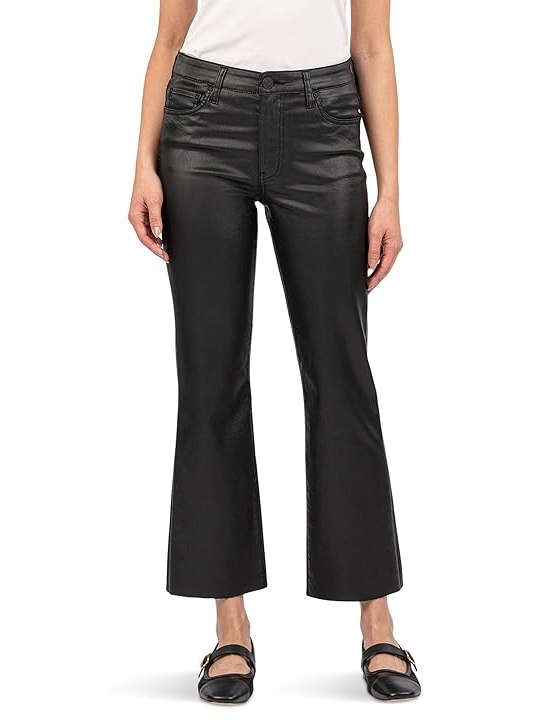 KUT from the Kloth Kelsey High Rise Ankle Flare With Raw Hem Womens Jeans Black