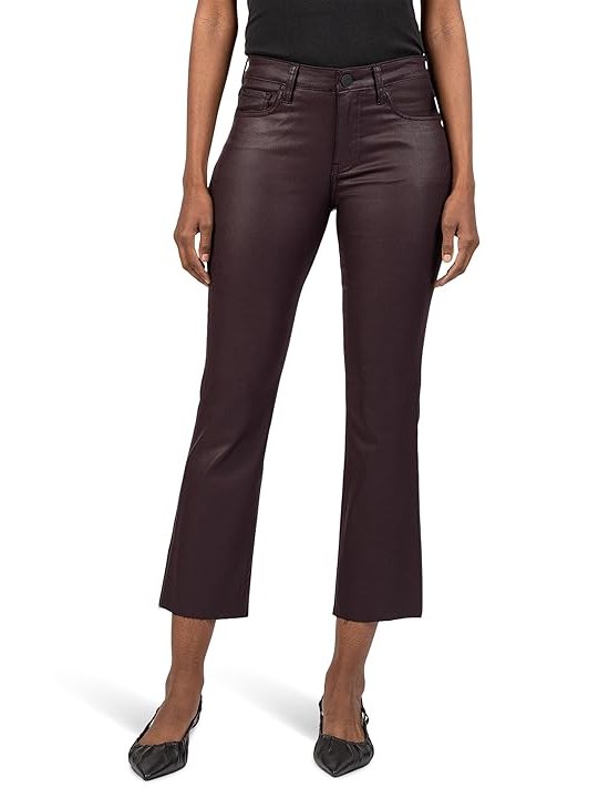 KUT from the Kloth Kelsey High Rise Ankle Flare With Raw Hem Womens Jeans Sangria