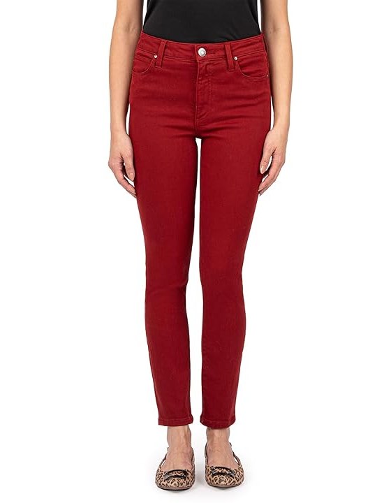 KUT from the Kloth Charlize High-Rise Cigarette Leg With Regular Hem In Red Womens Dress Pants Red