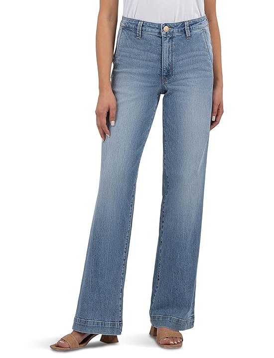 KUT from the Kloth Jodi High Rise Fab Ab Wide Leg-Slash Front Pockets Fab Ab Womens Jeans Vital with Medium Base Wash
