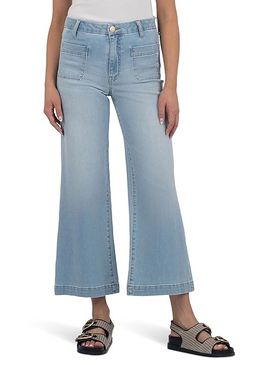 KUT from the Kloth Meg High-Rise Wide Leg with Patch Pockets Regular Hem Womens Jeans Fortitude