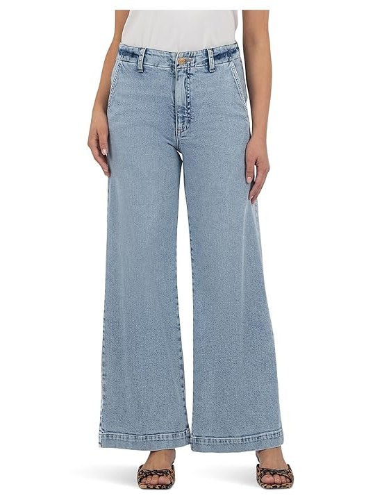KUT from the Kloth Jean High Rise Wide Leg With Trouser Pocket Womens Jeans Light Wash