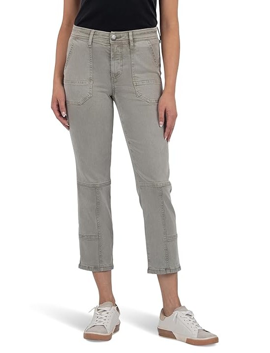 KUT from the Kloth Reese High Rise Straight Leg With Porck Chop Pocket Womens Jeans Army Green