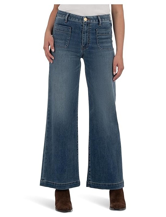 KUT from the Kloth Meg High-Rise Wide Leg With Patch Pockets Reg Hem in Loyalty Womens Jeans Loyalty