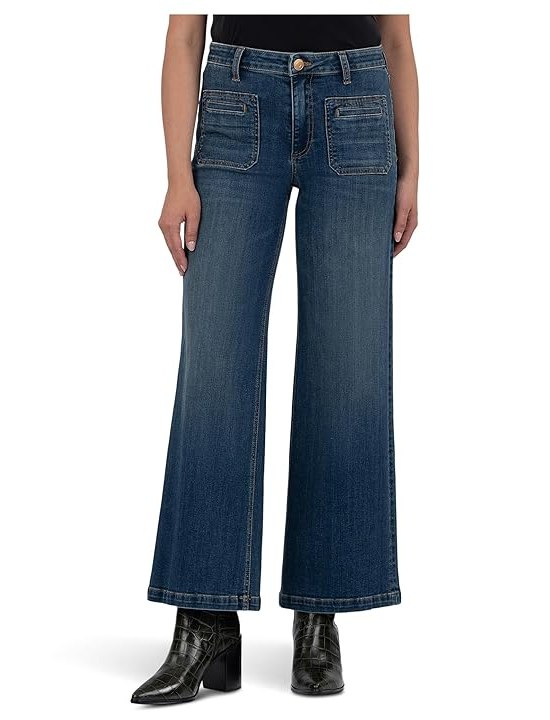 KUT from the Kloth Jean High Rise Wide Leg Front And Back Patch Pockets Womens Jeans Adventure
