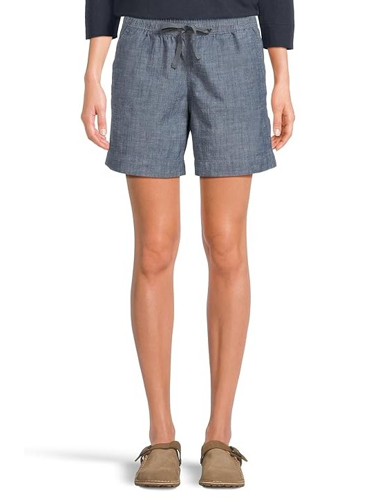 L.L.Bean Lakewashed Stripe Dock Shorts Womens Shorts Dark Chambray