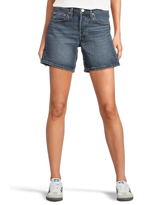 Levis Premium 501 Mid Thigh Shorts Womens Shorts Broken Midnight No DX