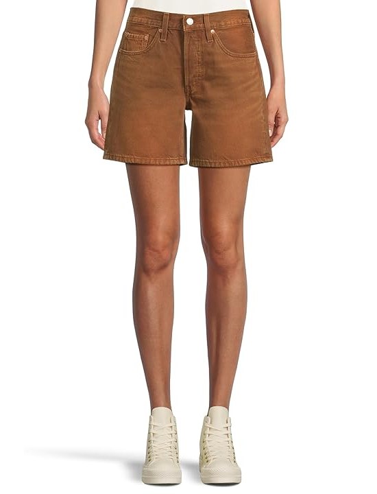 Levis Premium 501 Mid Thigh Shorts Womens Shorts Scraped Sorrel Horse