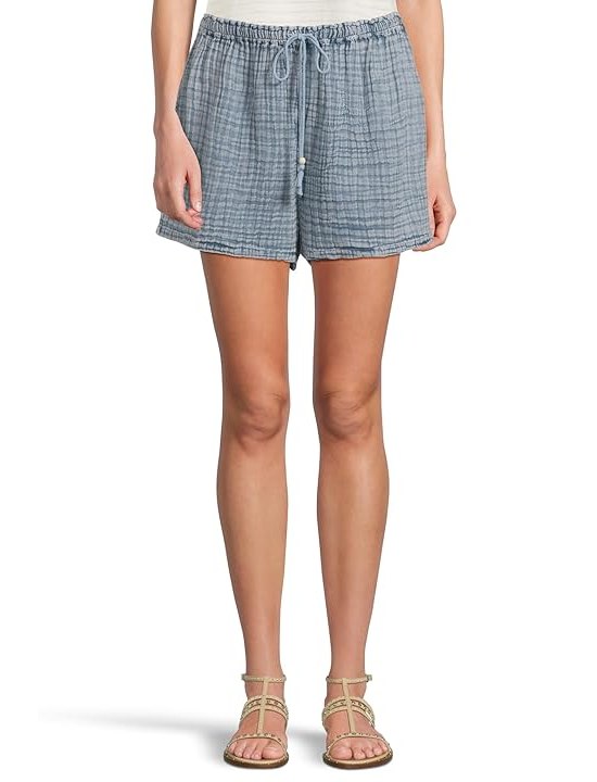 Faherty Dune Cotton Gauze Drawstring Shorts Womens Shorts Light Indigo Wash