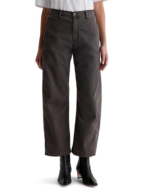 AG Jeans Fiona Hise Rise Barrel Chino in Sulfur Misty Grey Womens, Sulfur Misty Grey